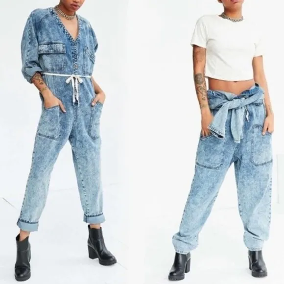 BDG Urban Outfitters Acid Wash Riveter Denim Coverall Jumpsuit Sz.S - Image 2
