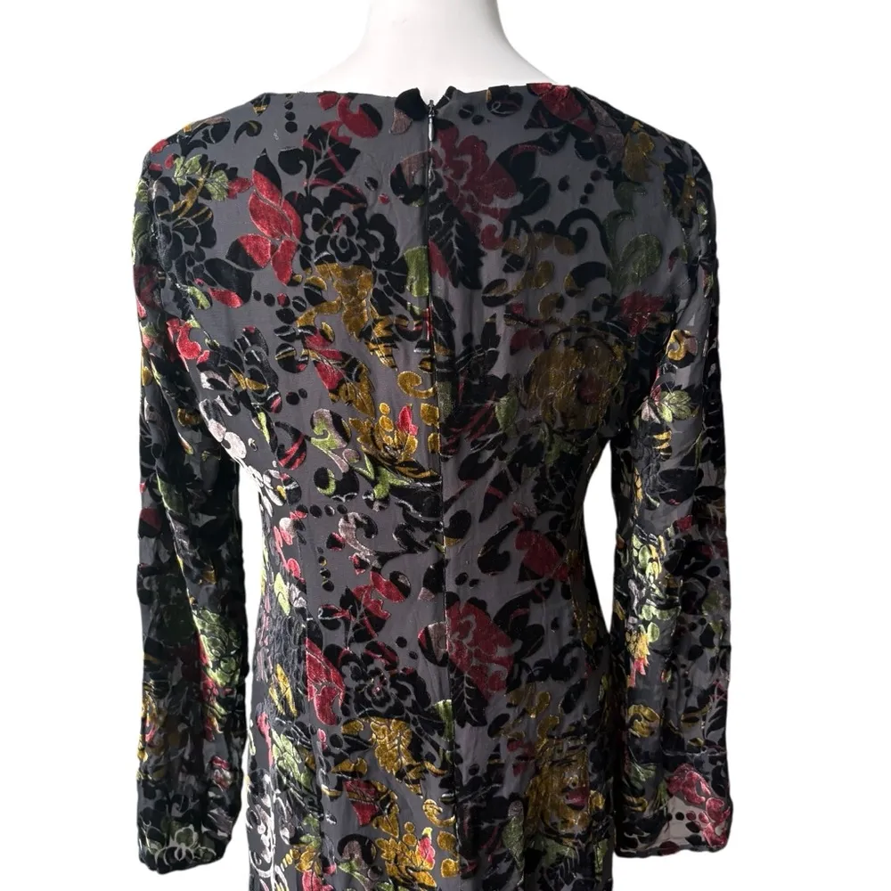 HUGO BUSCATI Jewel Tone Velvet Burnout Dress, Sz M - Image 13