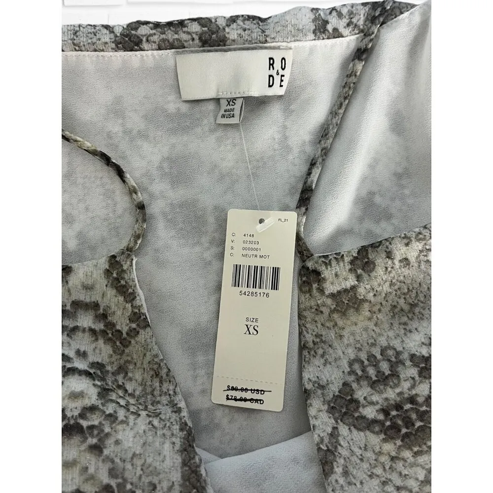 Anthropologie Ro & De Size xs Wrap Front Cami Tank Neutral Beige Snake Print New - Image 6