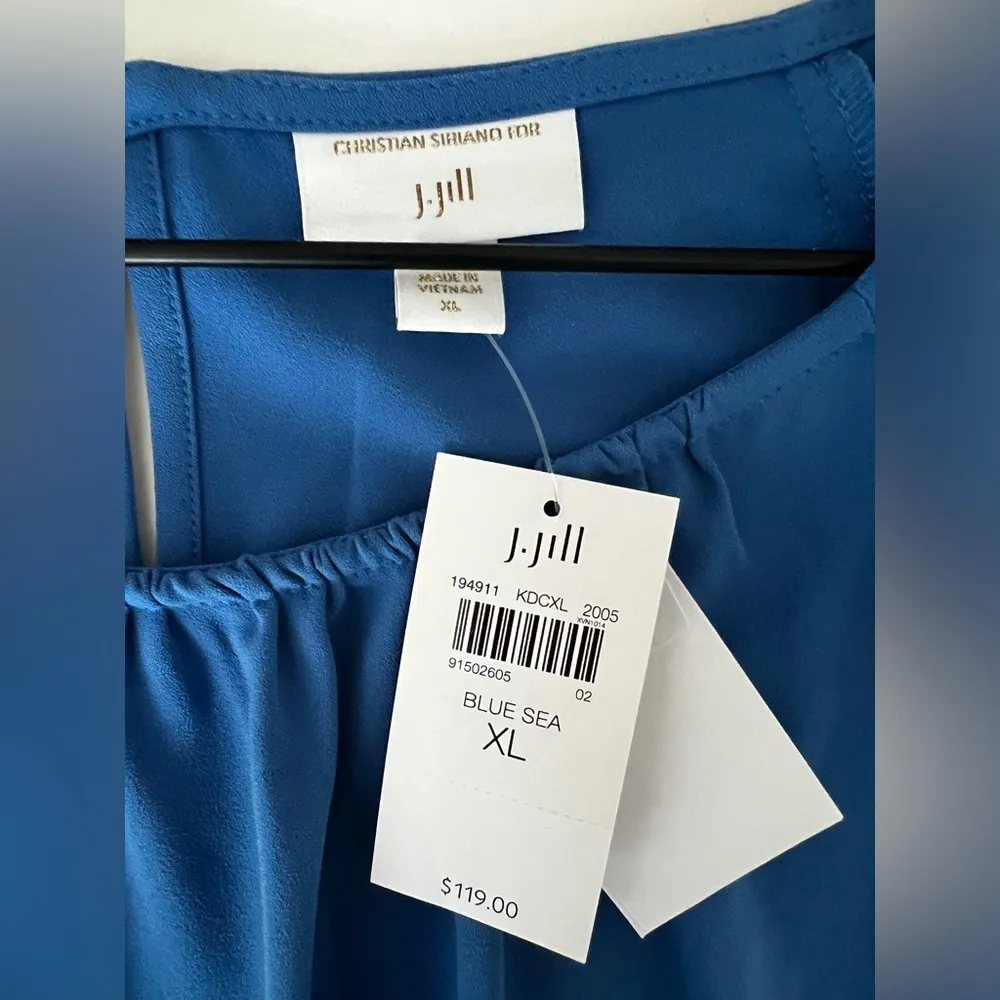 Christian Siriano J. Jill Flutter Sleeve Dress Blue Sea flowy slit sleeve XL - Image 4