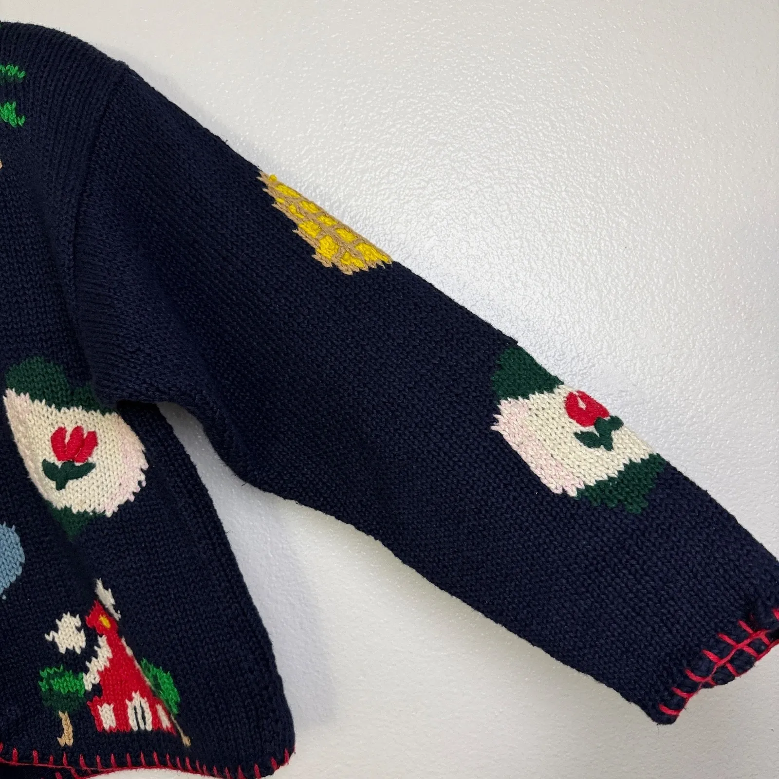 Vtg 1990 The Eagles Eye Cropped Cardigan Sweater Womens M Blue School USA Fruit Size M - Image 7