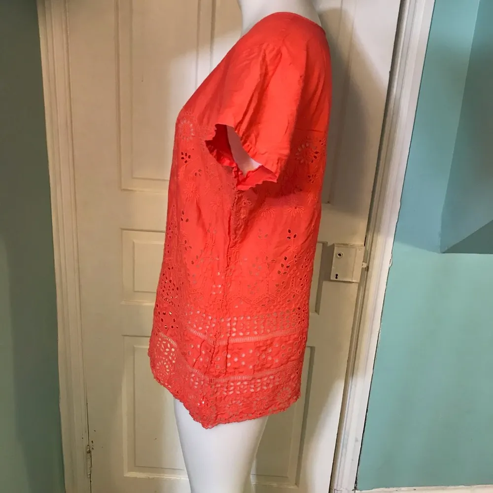 Johnny Was Embroidered Salmon Top szS - Image 2