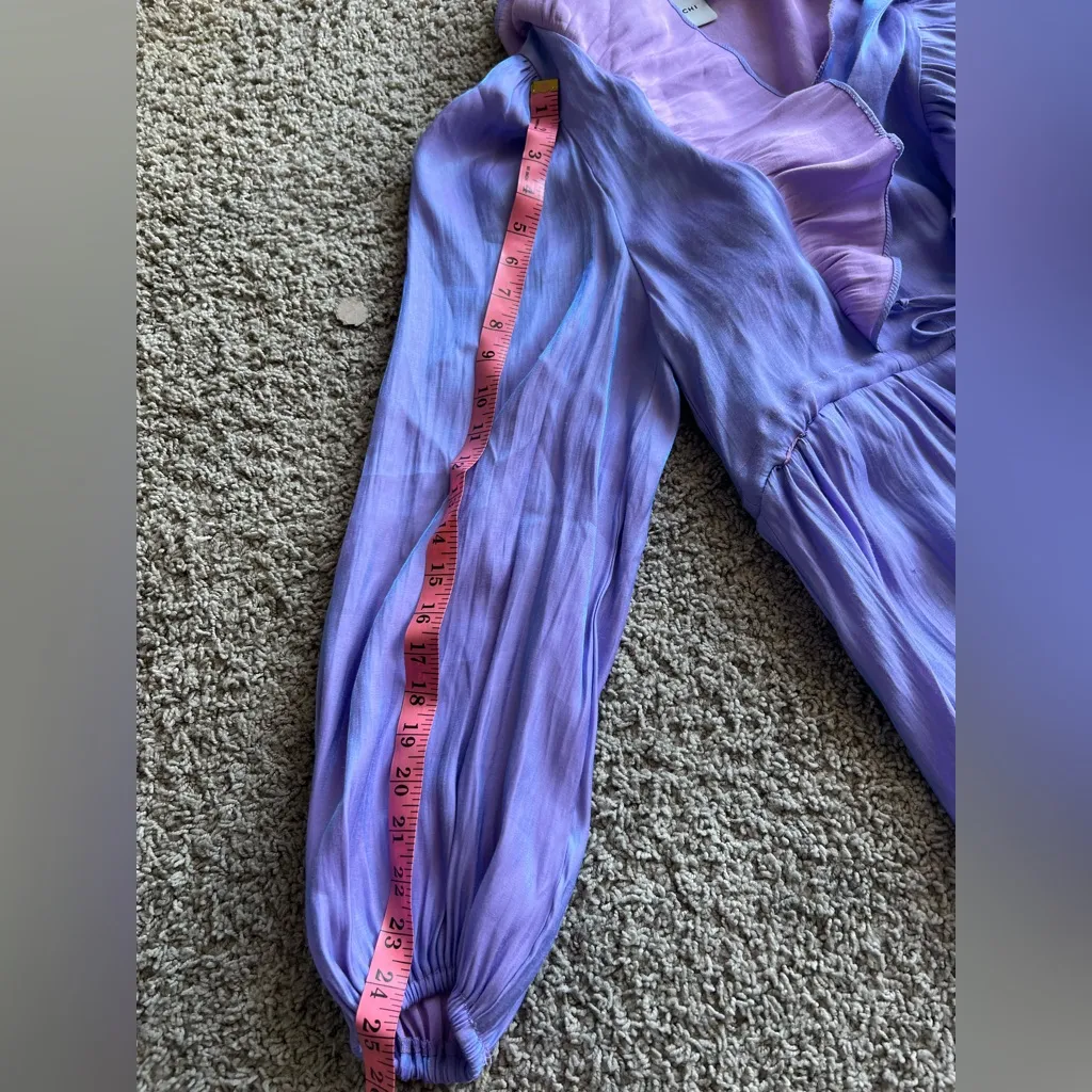 ICHI Lilac Satin Ruffle Dress – Size 38 / US Small - Image 12