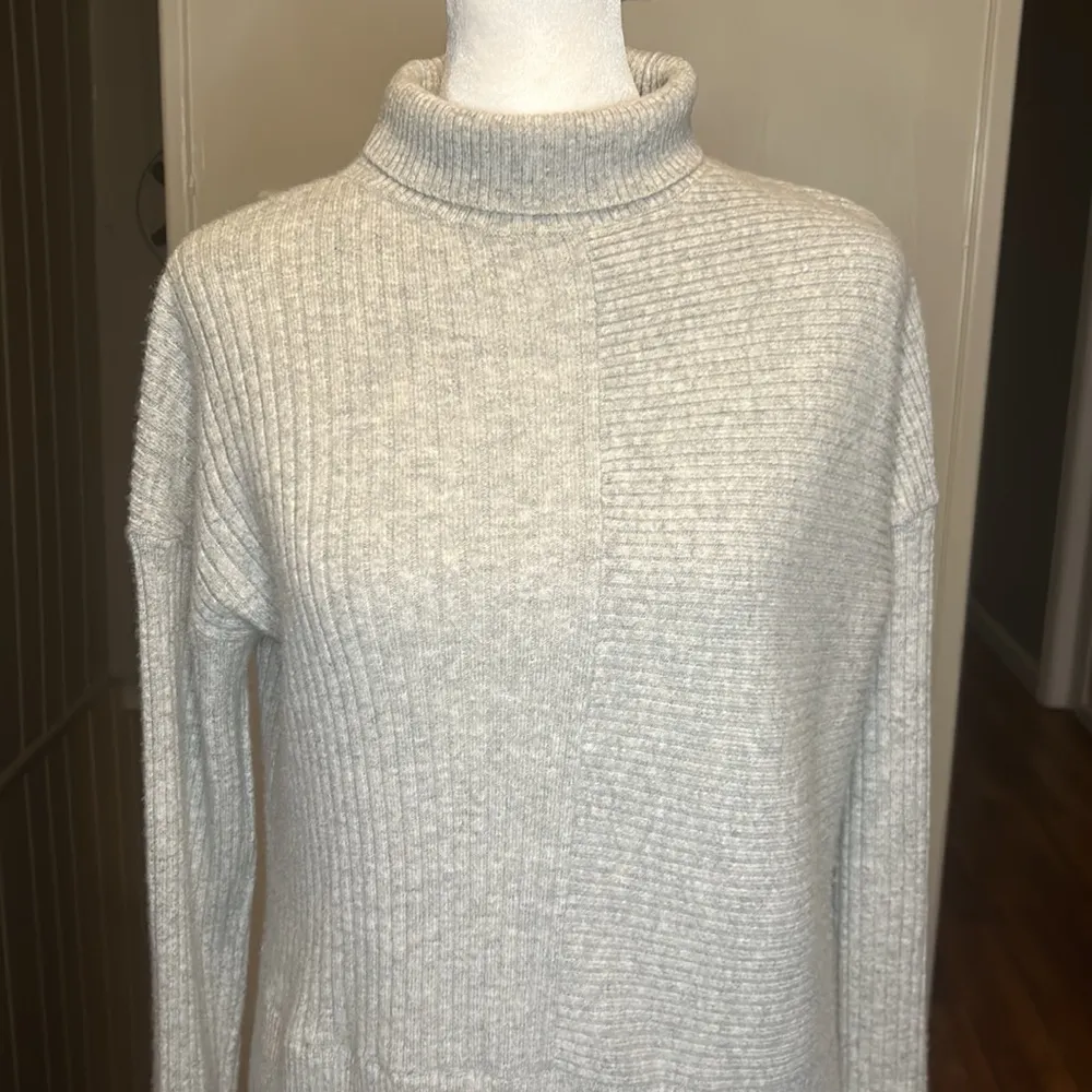 Summersalt The Luxe Cashmere Blend Funnel Neck Mix Stitch Sweater New Grey XS - Image 4