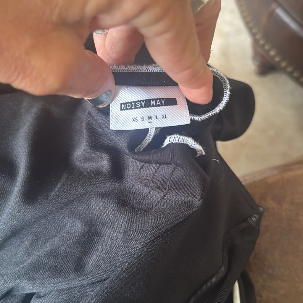 Noisy May Carrie mesh Elegant Black Long Sleeve Dress minimalist maxi size m - Image 7