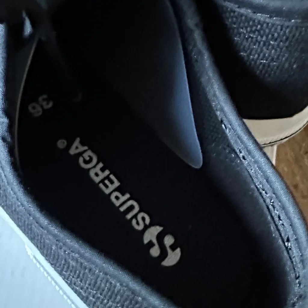 NIB Superga Black Cotu Classic Sneakers with White Accents - Image 2