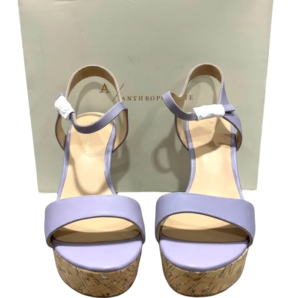 NWT Anthropologie Women’s Lavender Cork Platform Wedge Strappy Sandals Size 10 - Image 5
