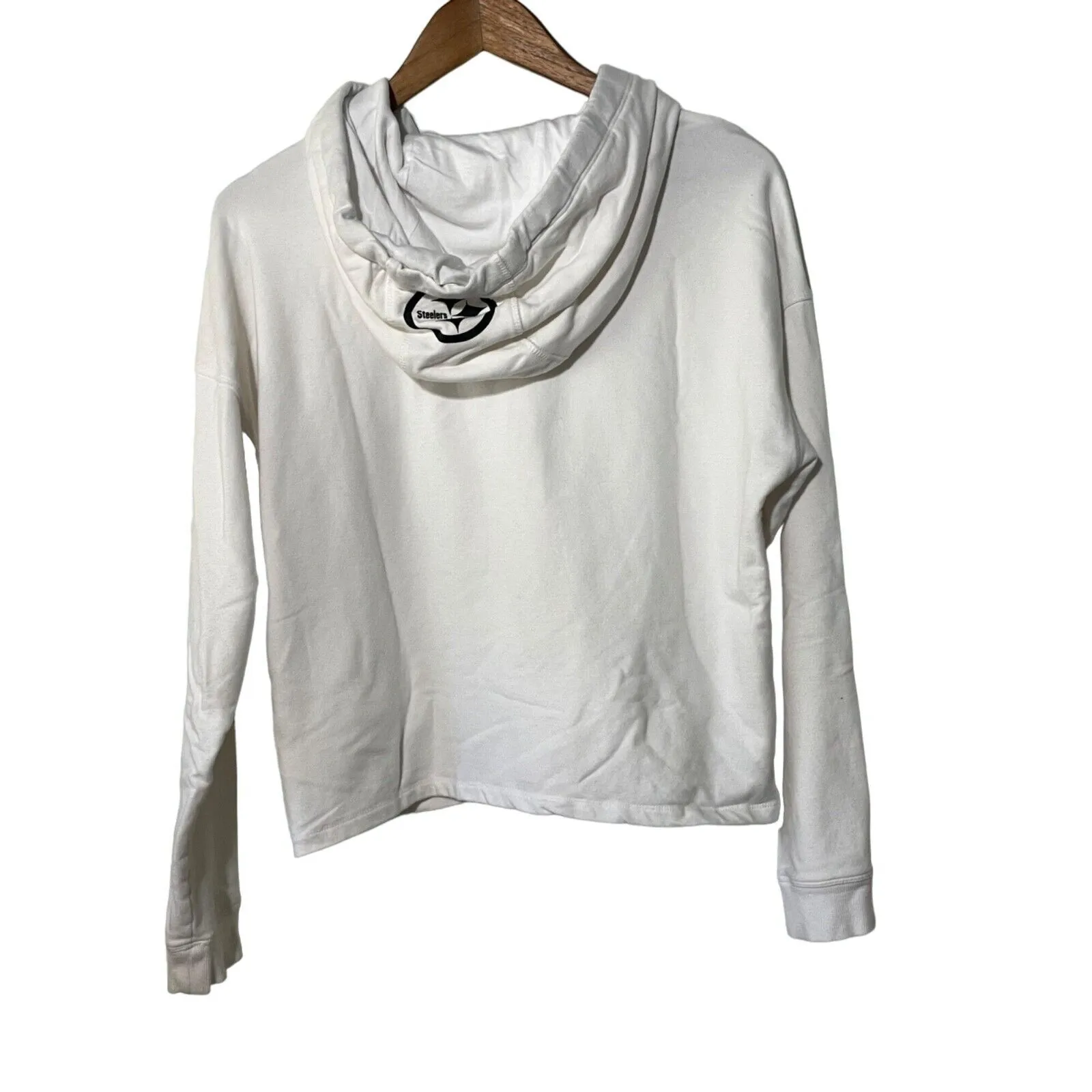 DKNY Sport Pullover Hoodie Pittsburg Steelers Maddie Crop White Size Large - Image 3