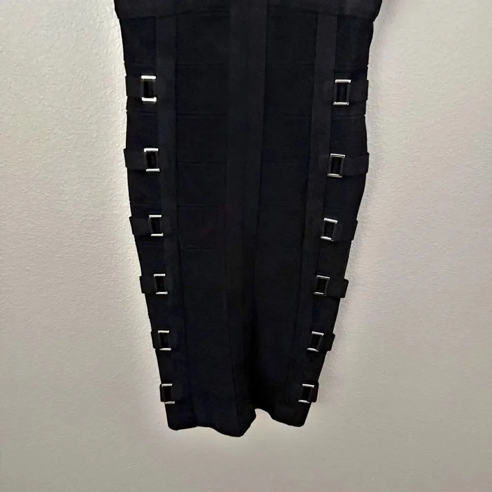 BEBE | Y2K Bandaid Bandage Bodycon Black Dress Sleeveless Tank | Size XS - Image 4