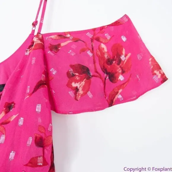 NEW White House Black Market Barbie pink‎ Floral Cold-Shoulder Dress, 6 - Image 12