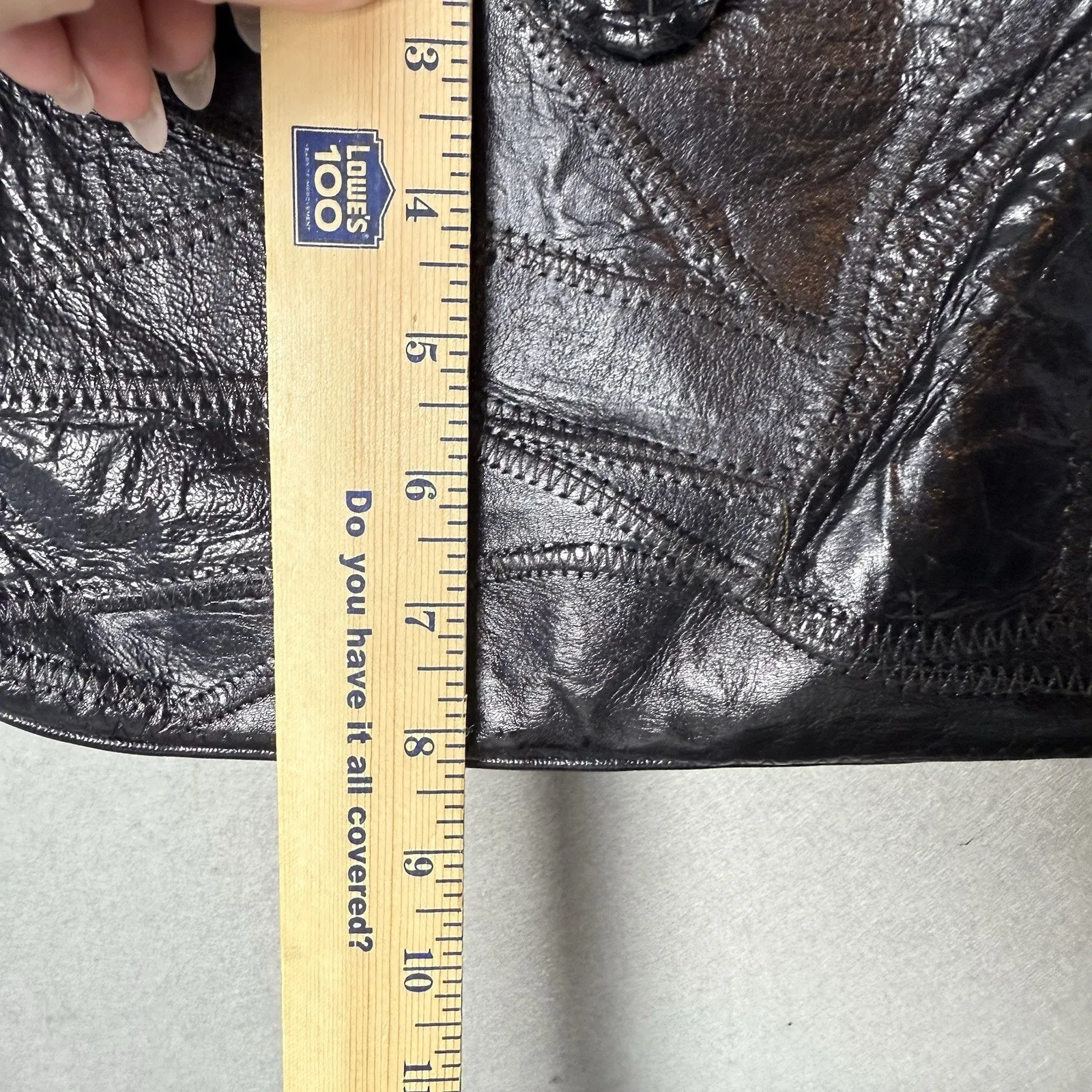 Vintage Warren Reed Black Faux Leather Woven Strap Snap Closure Shoulder Bag - Image 14