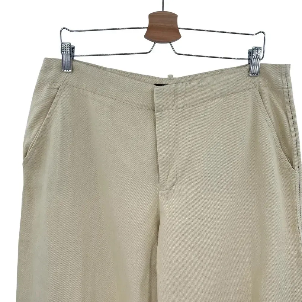 Zara Pants Full Length‎ Turn Up Baggy Wide Leg Butter Yellow Trouser Size Large - Image 3