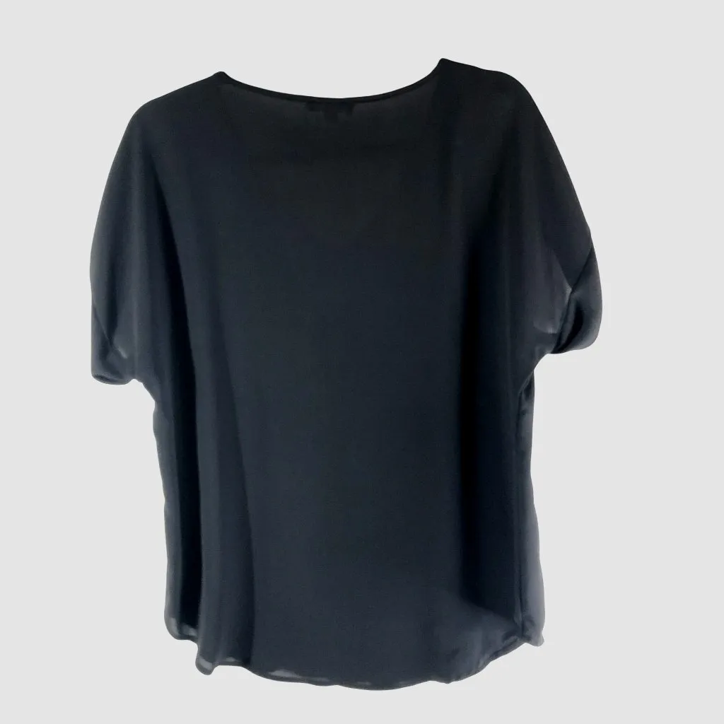 Zenana Outfitters Black Short Sleeve V-Neck Blouse Top Lightweight Womens L - Image 2