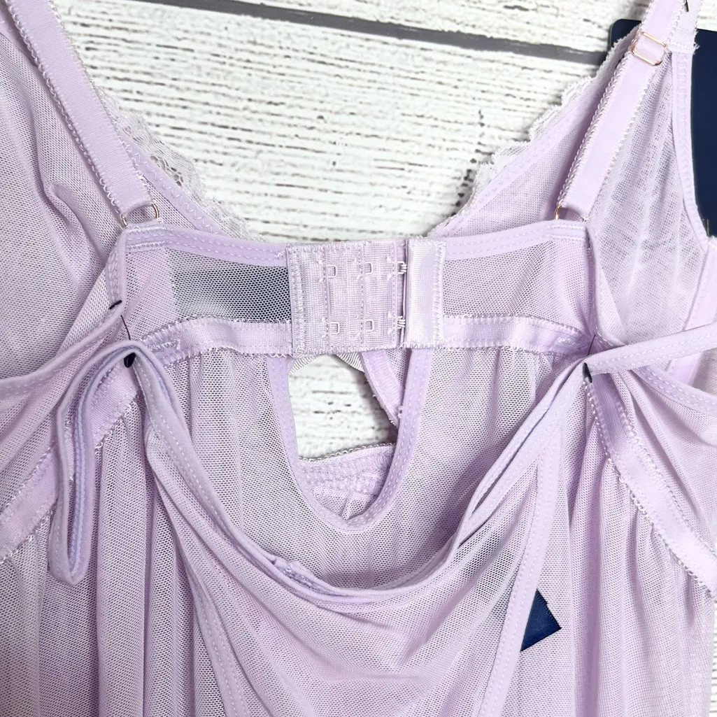 NWT Rachel Roy Lavender Lace Soft Cup Babydoll Chemise Lingerie Set Size XL Purple - Image 10