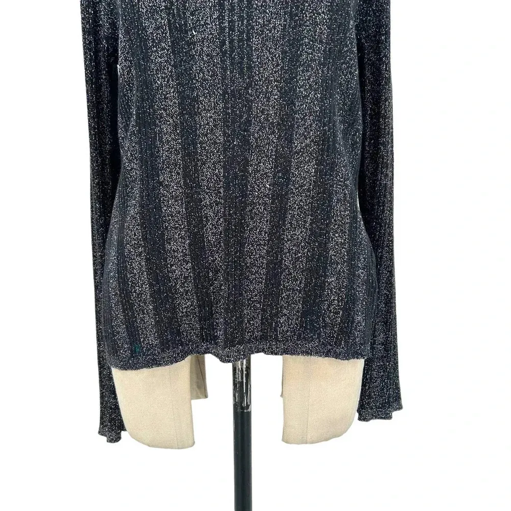Harley Davidson Metallic Silver Black Ribbed Knit‎ Pullover Sweater Size XL - Image 3