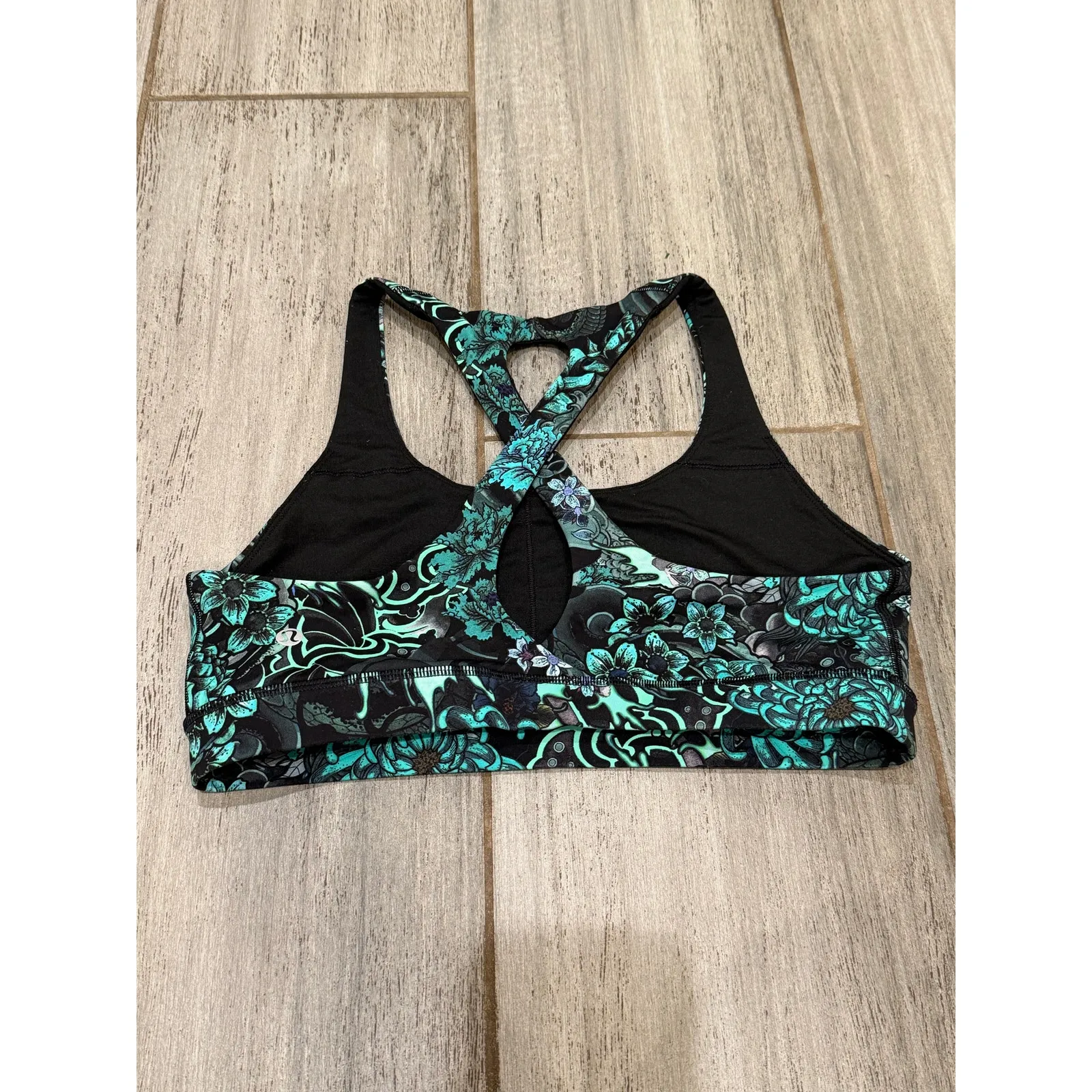 Lululemon Time To Sweat Sports Bra Size 10 Memoir Multi Green Racer Cross Back - Image 6