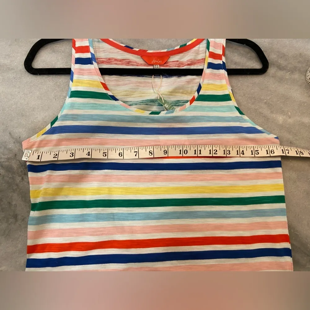 NWT Joules Colorful Rainbow Stripe Cotton Scoop Neck Bunny Tank Top Size 6 White - Image 9