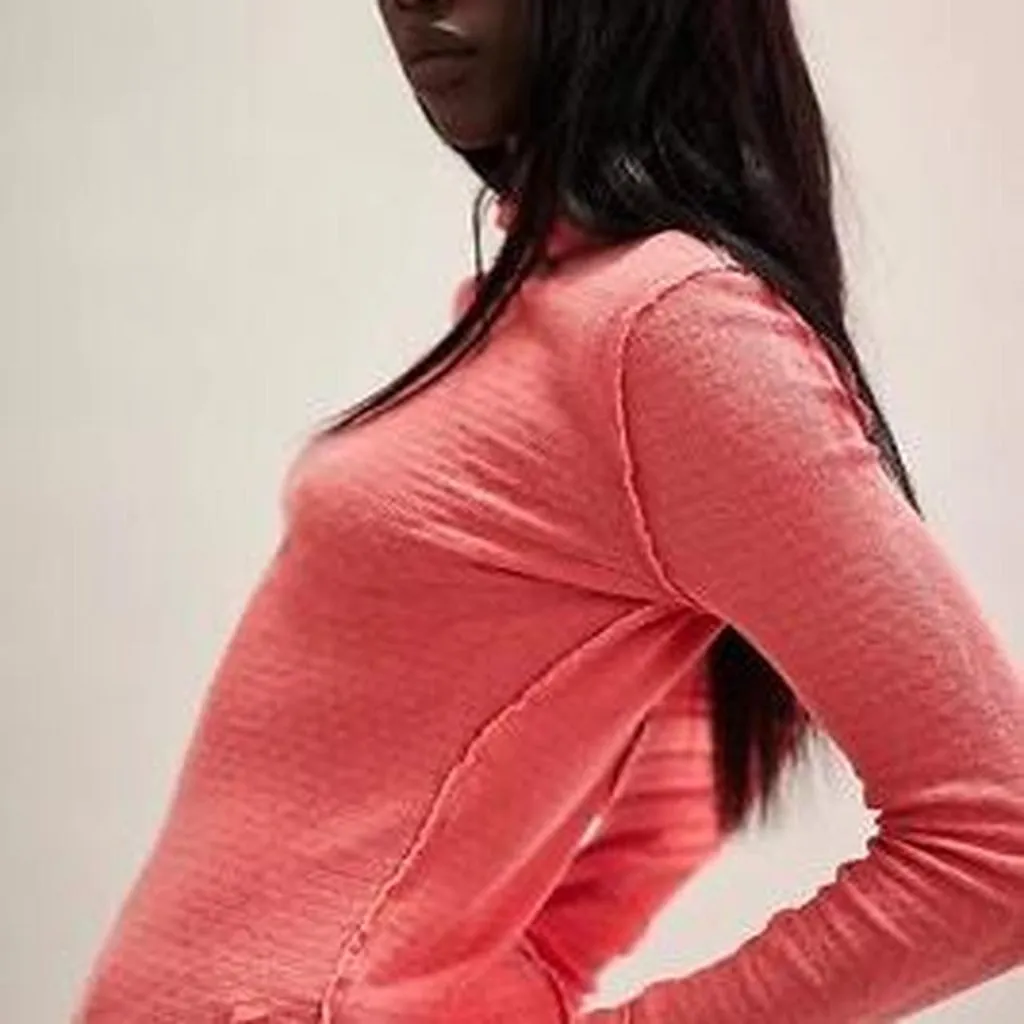 Free People We The Free Sarah Pointelle Turtleneck in red . NWOT, size medium . - Image 2