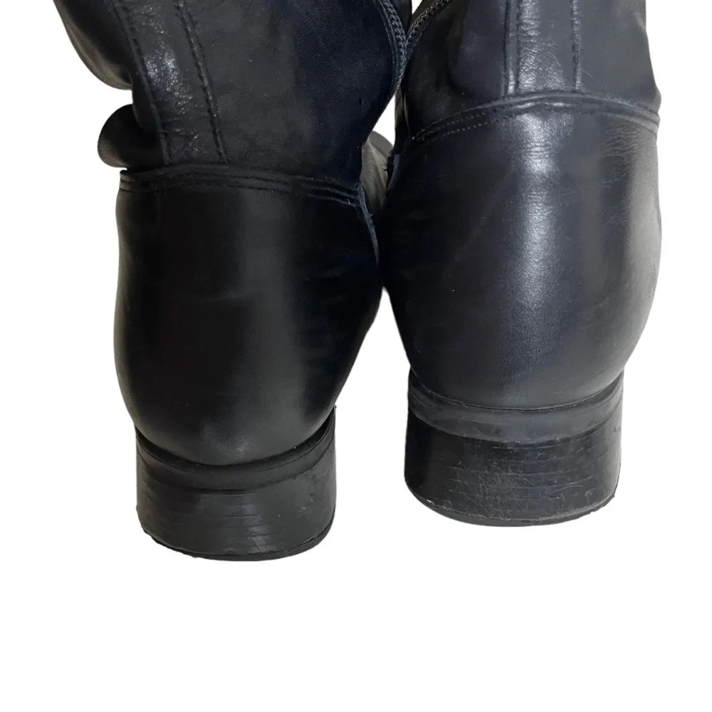 SANTANA CANADA Black Leather Boots Full Side Zippers Block Heel Womens Size 10 - Image 4
