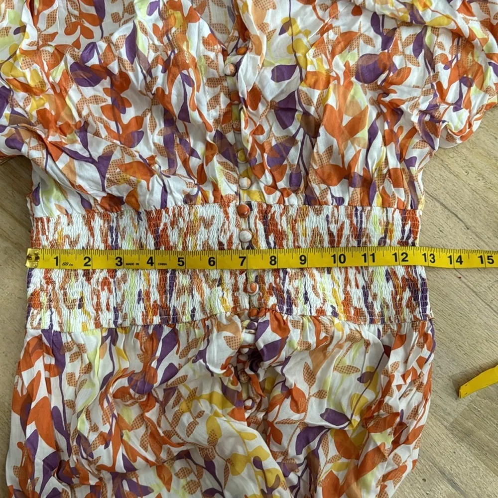 Poupette St Barth short sleeve floral multi button front midi dress NEW - Image 13