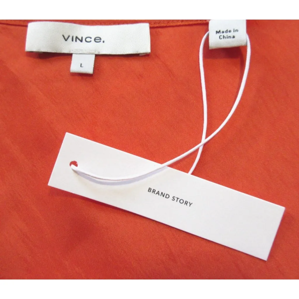 NWT Vince Satin Slip Midi in Burnt Orange Tank Dress L $285 - Image 4