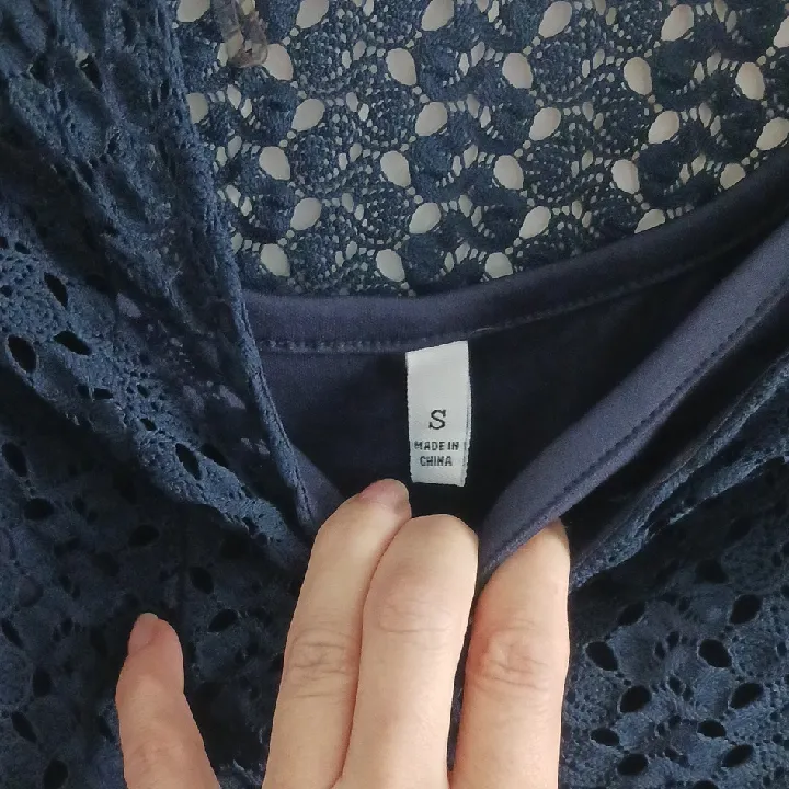 Speechless Navy Crochet Lace Top - Image 3