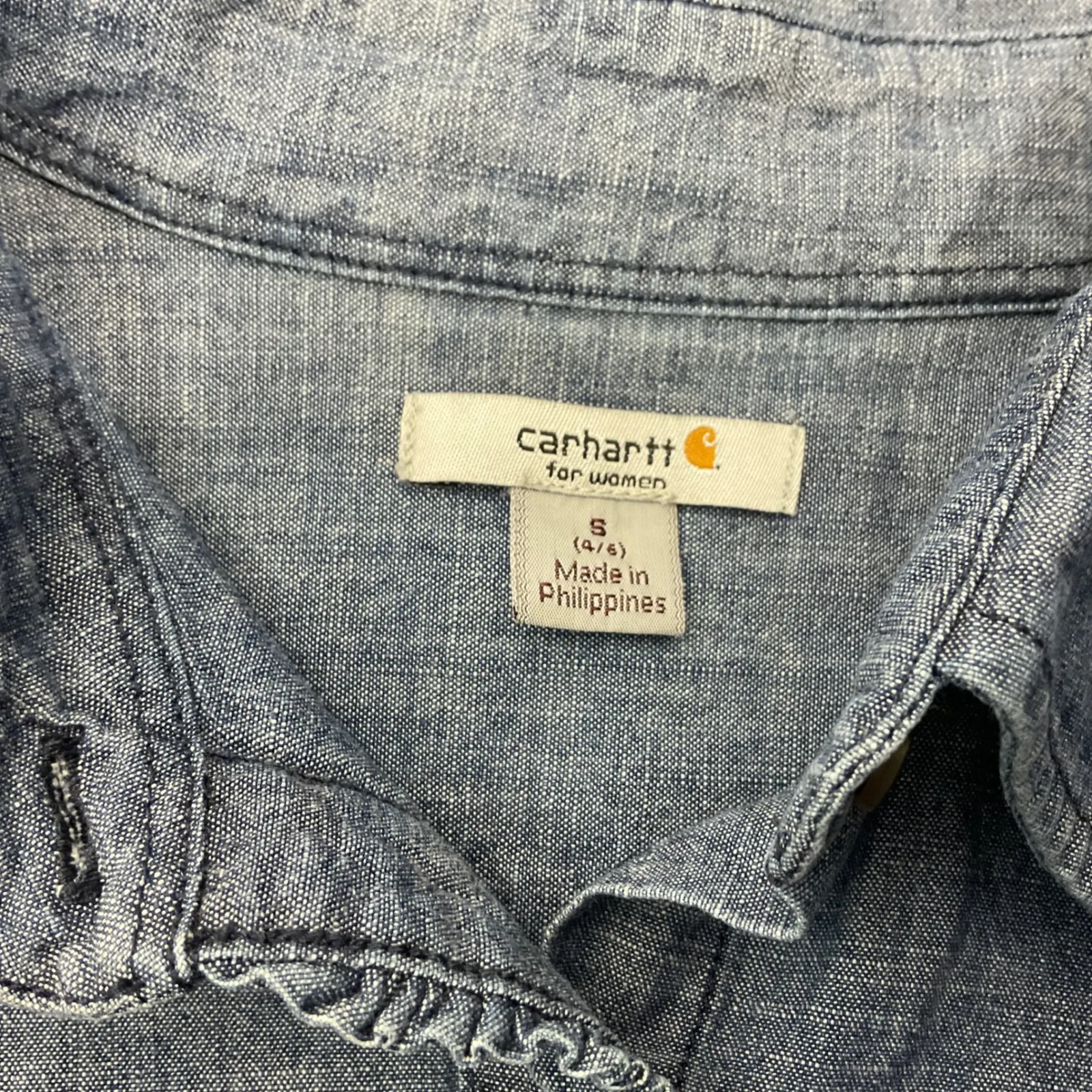 Carhartt Womens Chambray Button Down Shirt Long Sleeve Top, Size S - Image 6