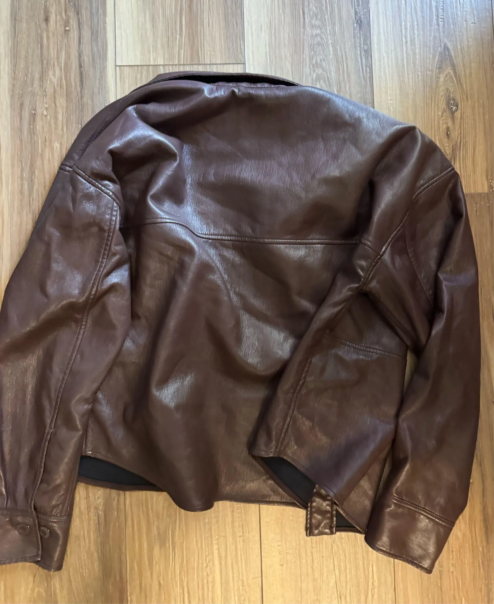 Babaton Brown Leather Jacket Aritzia - Image 2