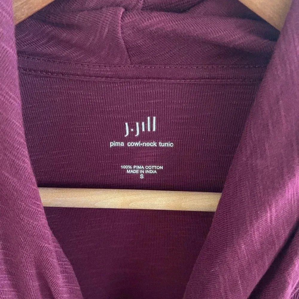 Women’s J.Jill cranberry colored 100% Pima cotton cowl neck tunic Small - Image 3