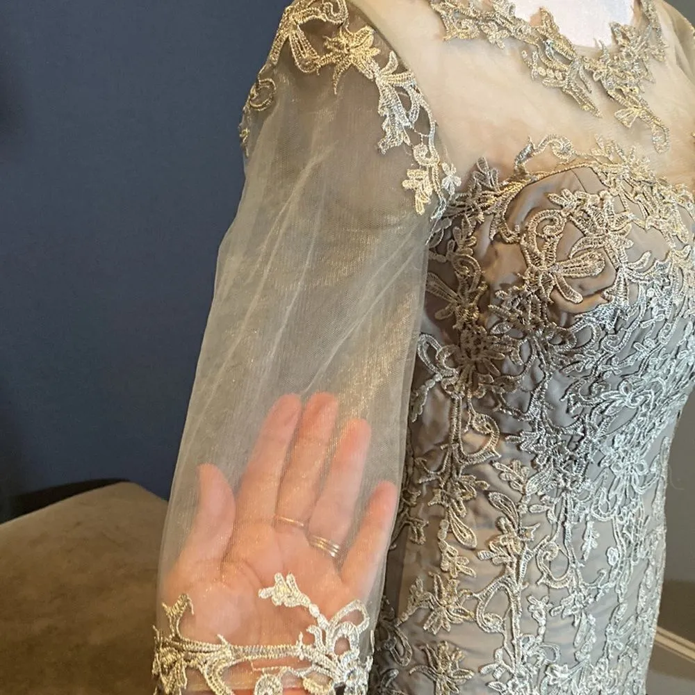 Women’s Short Gray Dress Ruffle Skirt Zip Up Back Size XS - Image 3