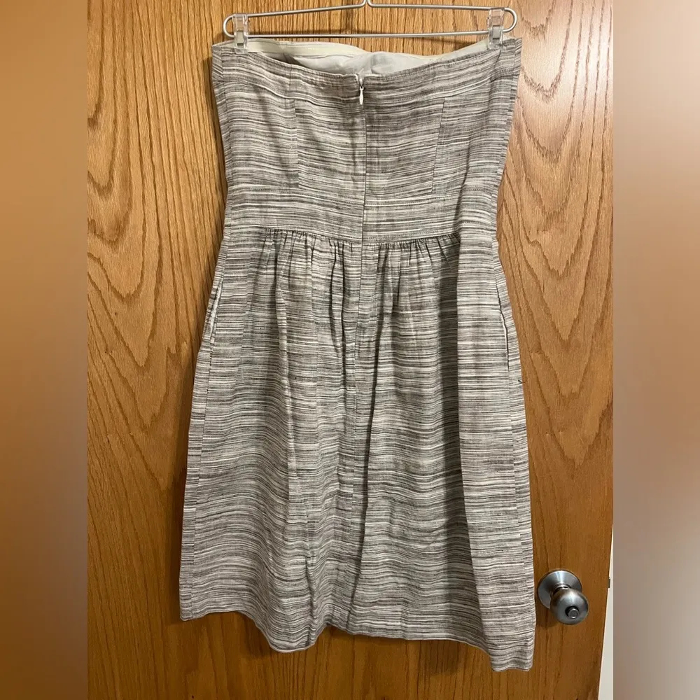BANANA REPUBLIC Womens Size 4 Strapless Dress Heathered Striped Linen Cotton EUC - Image 6