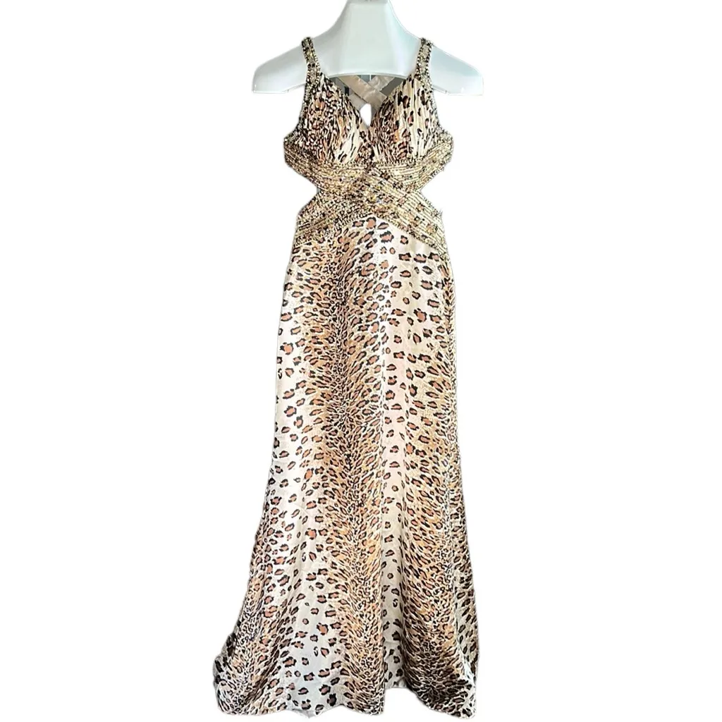 Entice Evening satin prom gown with train Brown Size 4 - Image 7