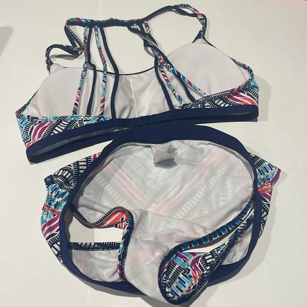 JAG boho Aztec navy white multi print swim suit bikini xl Blue - Image 3