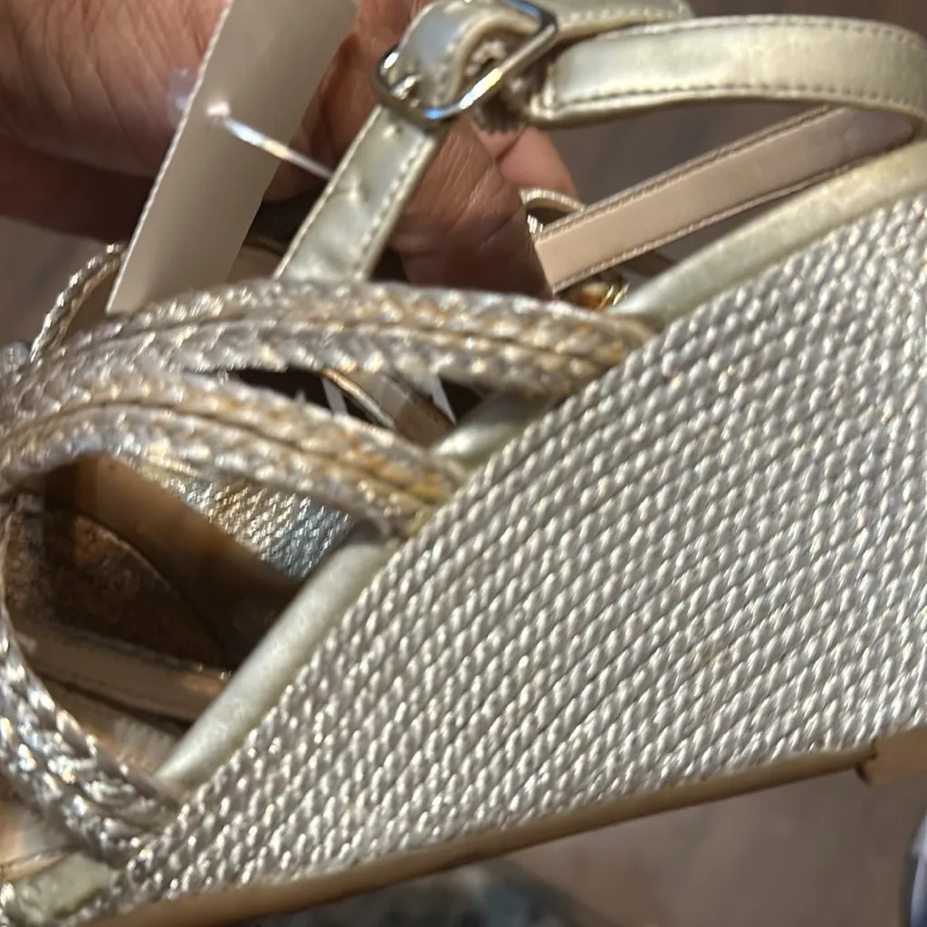 Alex Marie shoes, strappy wedge sandals, champagne , size 7.5 - Image 5