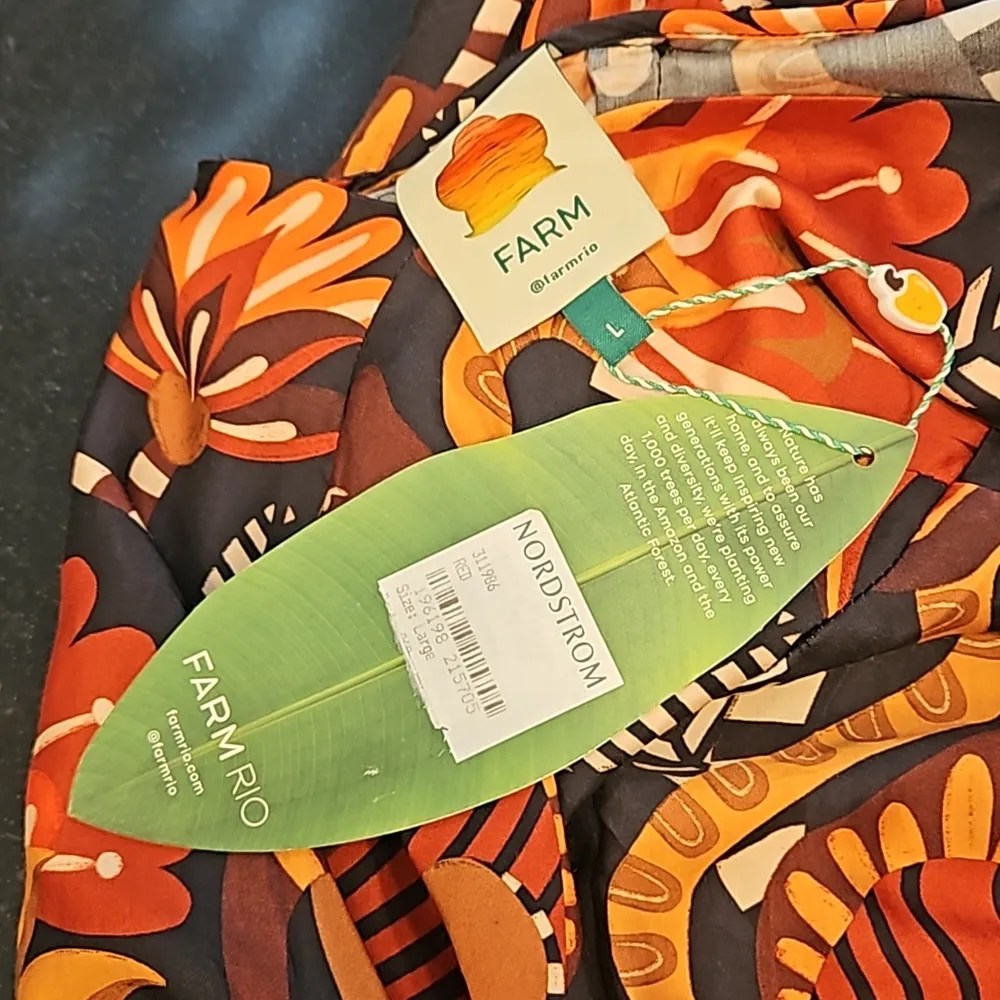 💕FARM RIO💕 Nature Beauty Red Scarf Backless Midi Dress ~ Large L NWT - Image 16