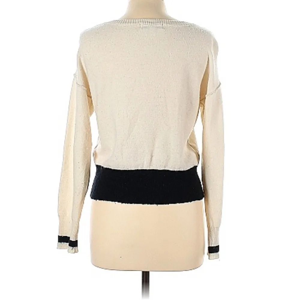 Cream Sweater Black Bow Wool & Cashmere Pussybow size Large - Image 4