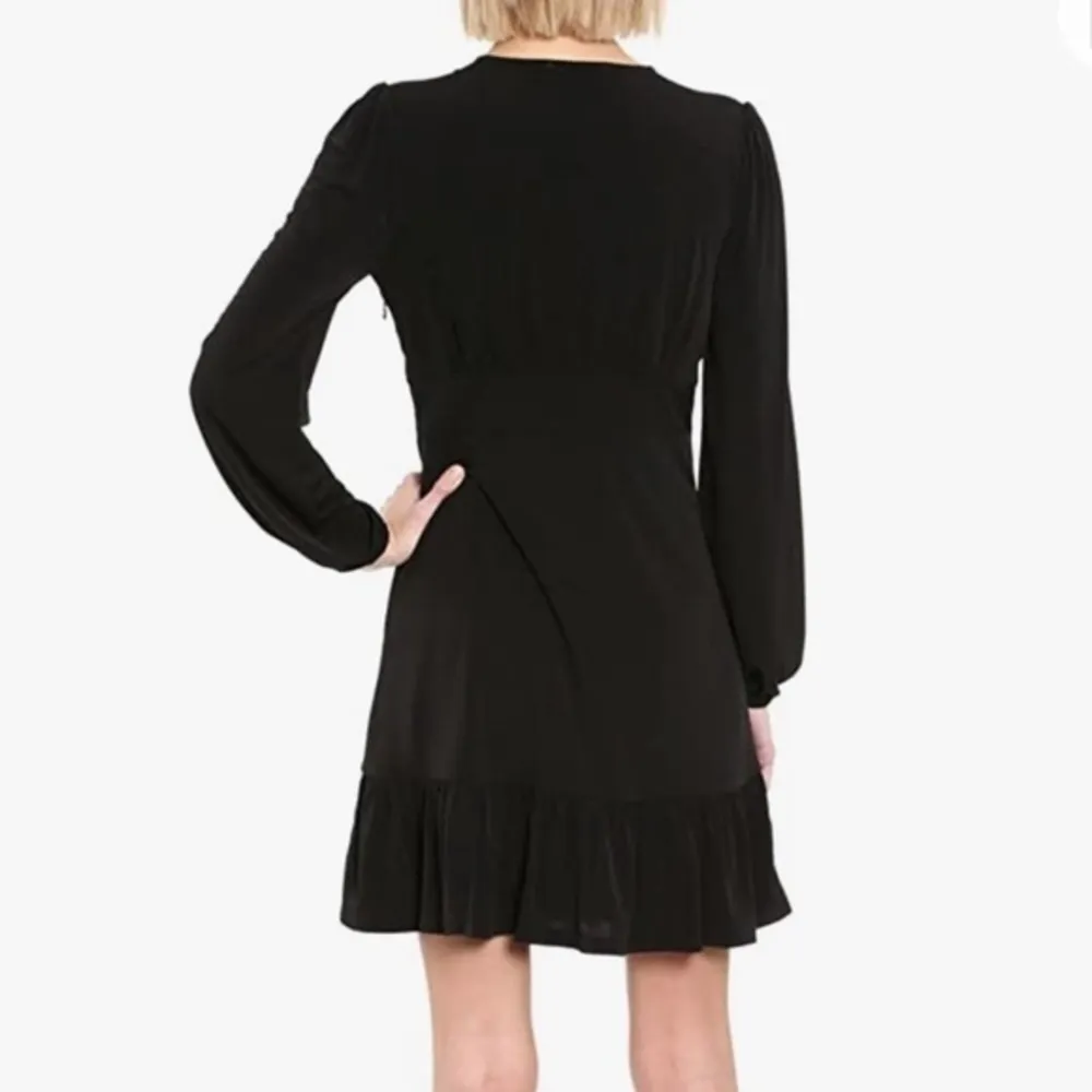Michael Kors  Black Ruffle Long Sleeve Dress Size Large - Image 2