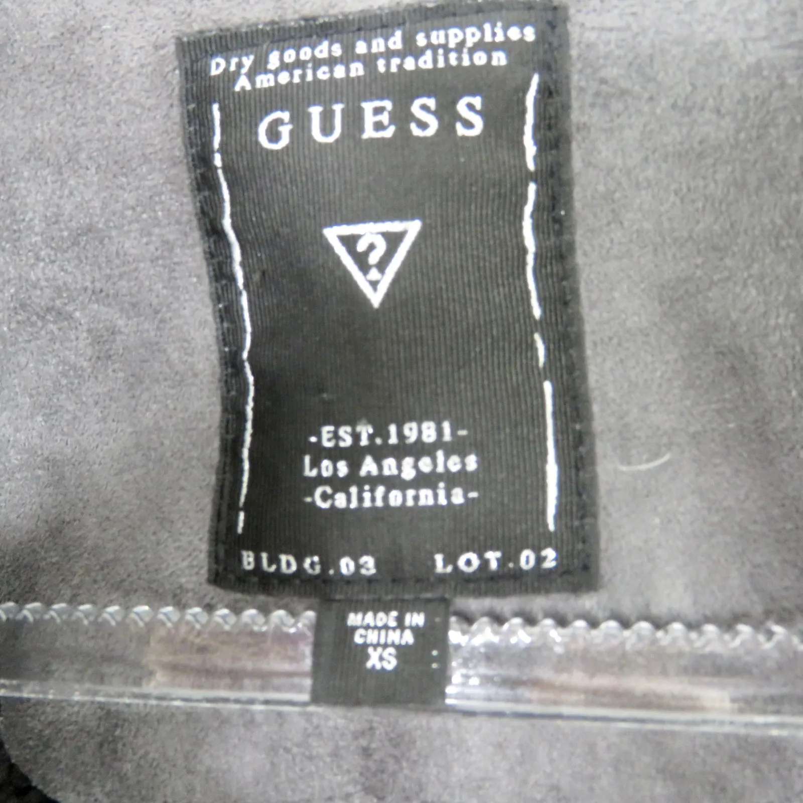 Y2k Guess Gray Suede Shearling Moto Jacket Faux Fur Lining Extra Small XS - Image 4