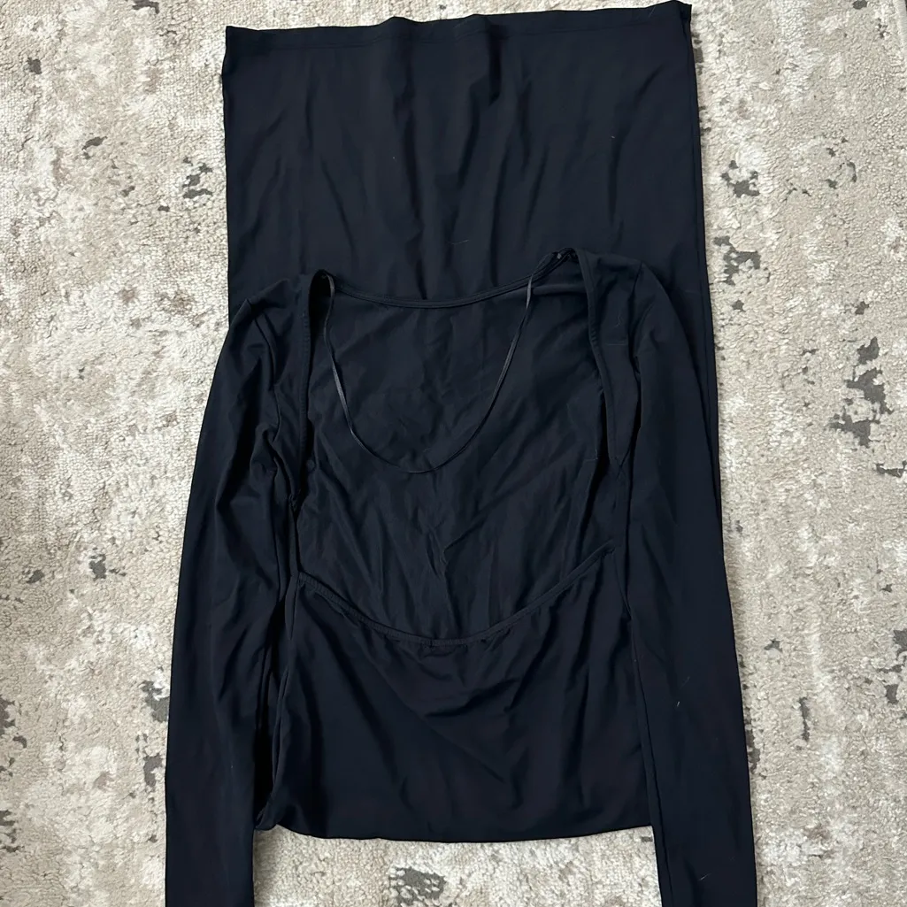 Pull & Bear Black Open Back Maxi Dress Size Large VIRAL - Image 4