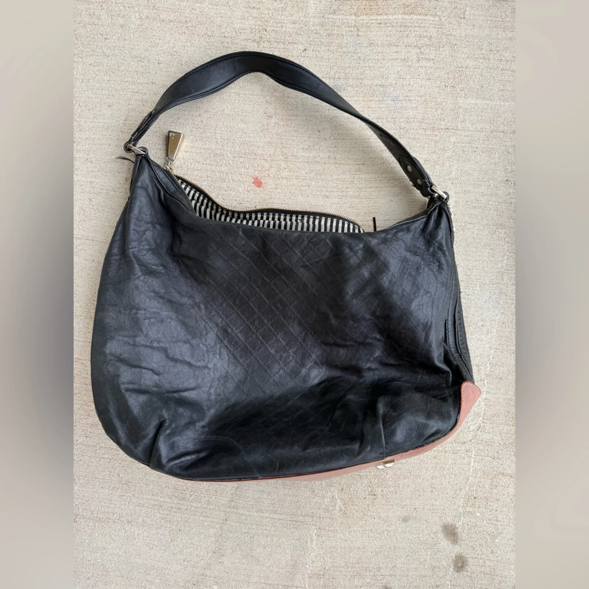 L.A.M.B Hobo Monogram Black All Leather Bag, Tassle & LAMB Lock - Image 3