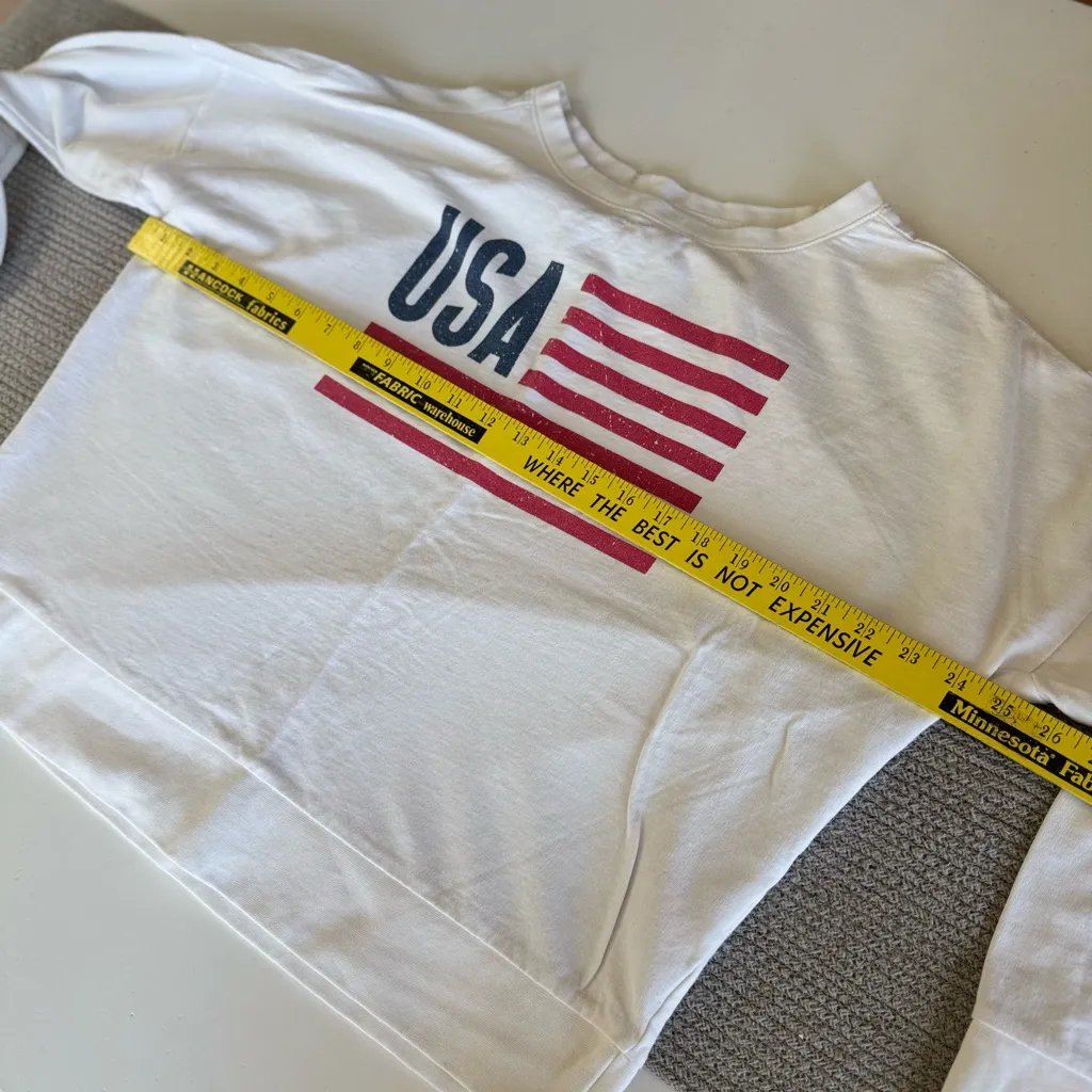Natural Reflections Vintage 90s White Red Blue USA Flag Crewneck Sweatshirt Sz L Size L - Image 5