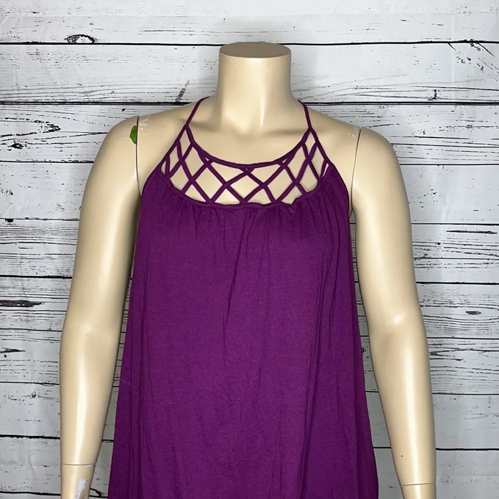 Lane Bryant NWT Size 22/24 Purple Criss-Cross Neckline Keyhole Knit Tank Top - Image 2