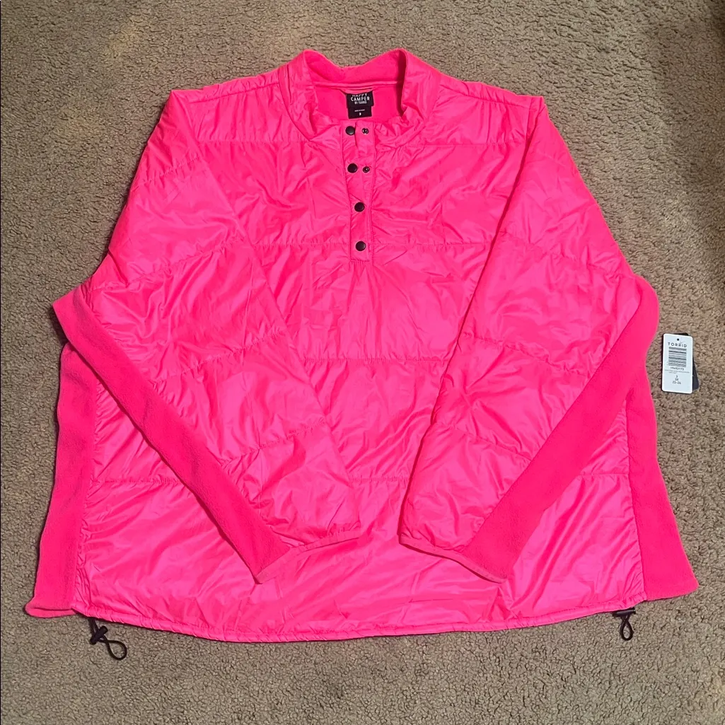 Torrid Pullover Mock Neck Puffer Jacket Neon Hot Pink 3X 22-24 - Image 3