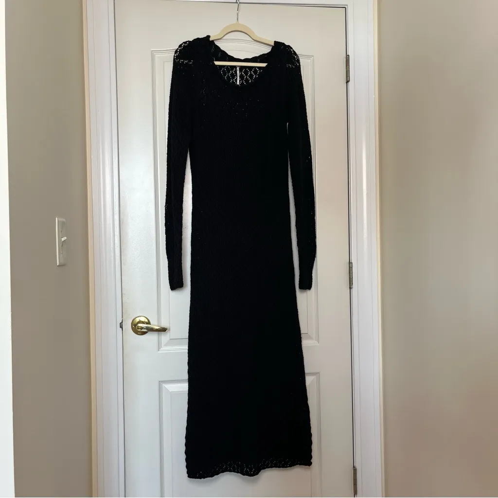 Free People Dia Crochet Knit Midi Dress in Black Size M‎ - Image 3