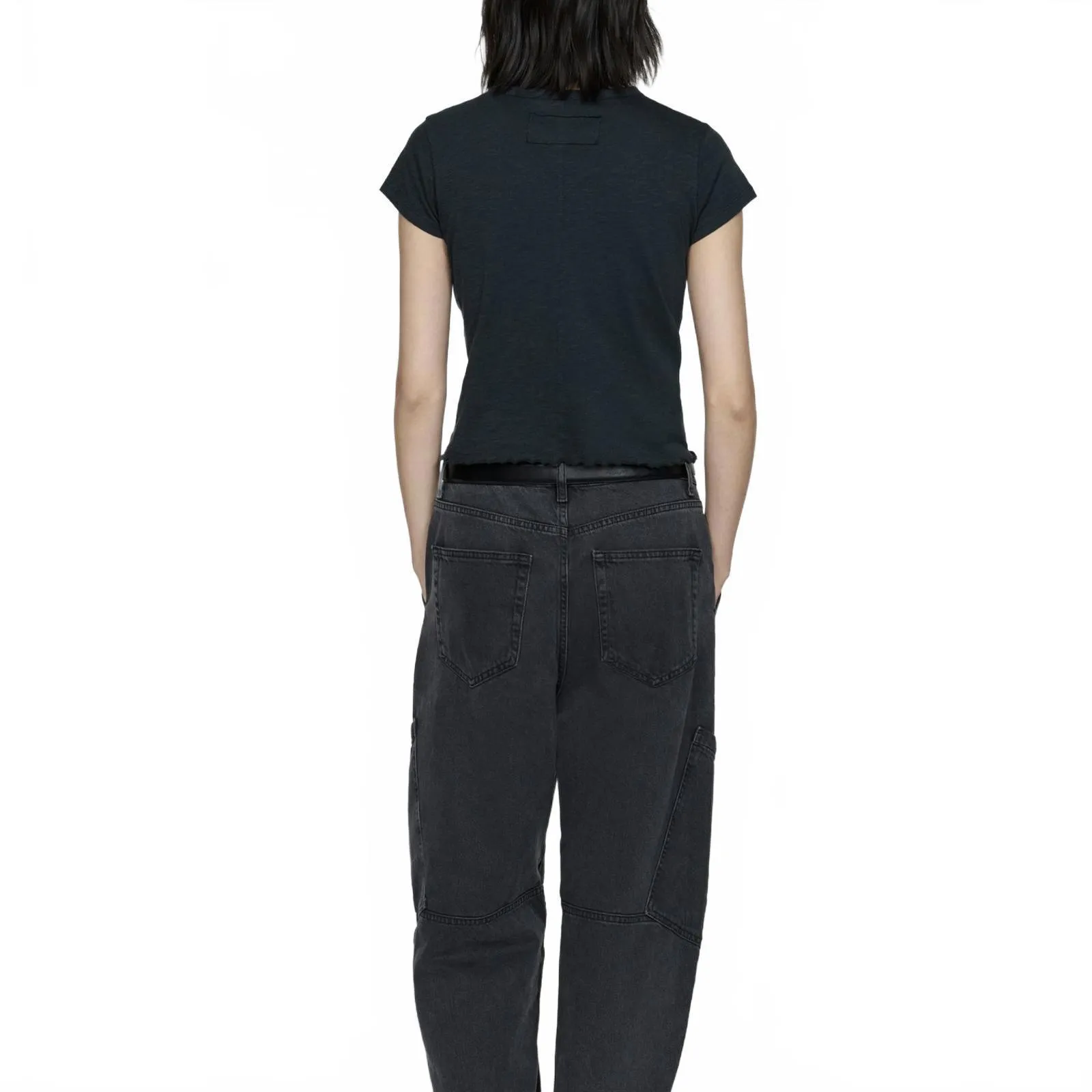 Mango Short-Sleeved Cotton T-Shirt Washed Black Medium - Image 6