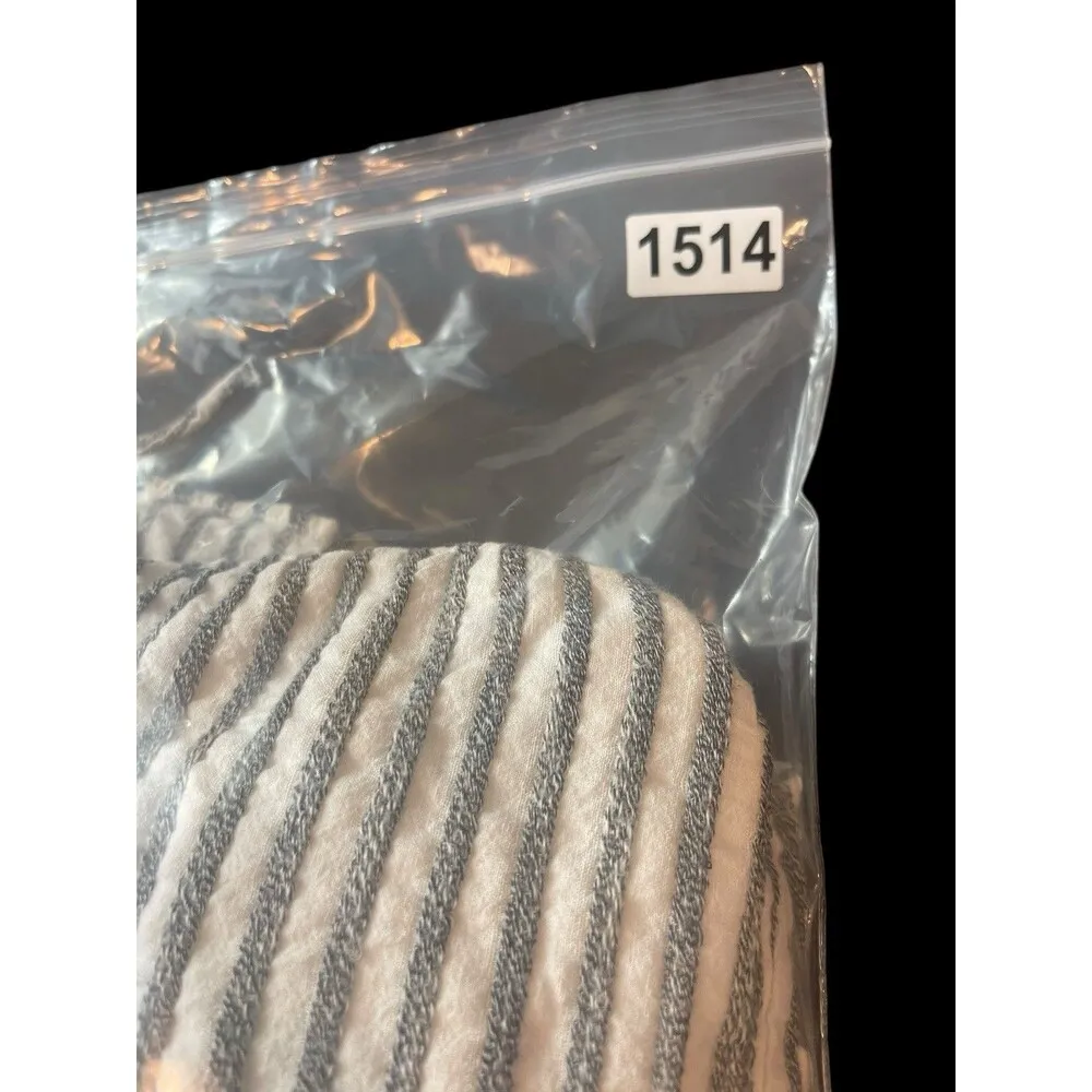 American Eagle Gray White Striped Rouched Bow Deep V-neck Textured Romper XL - Image 15