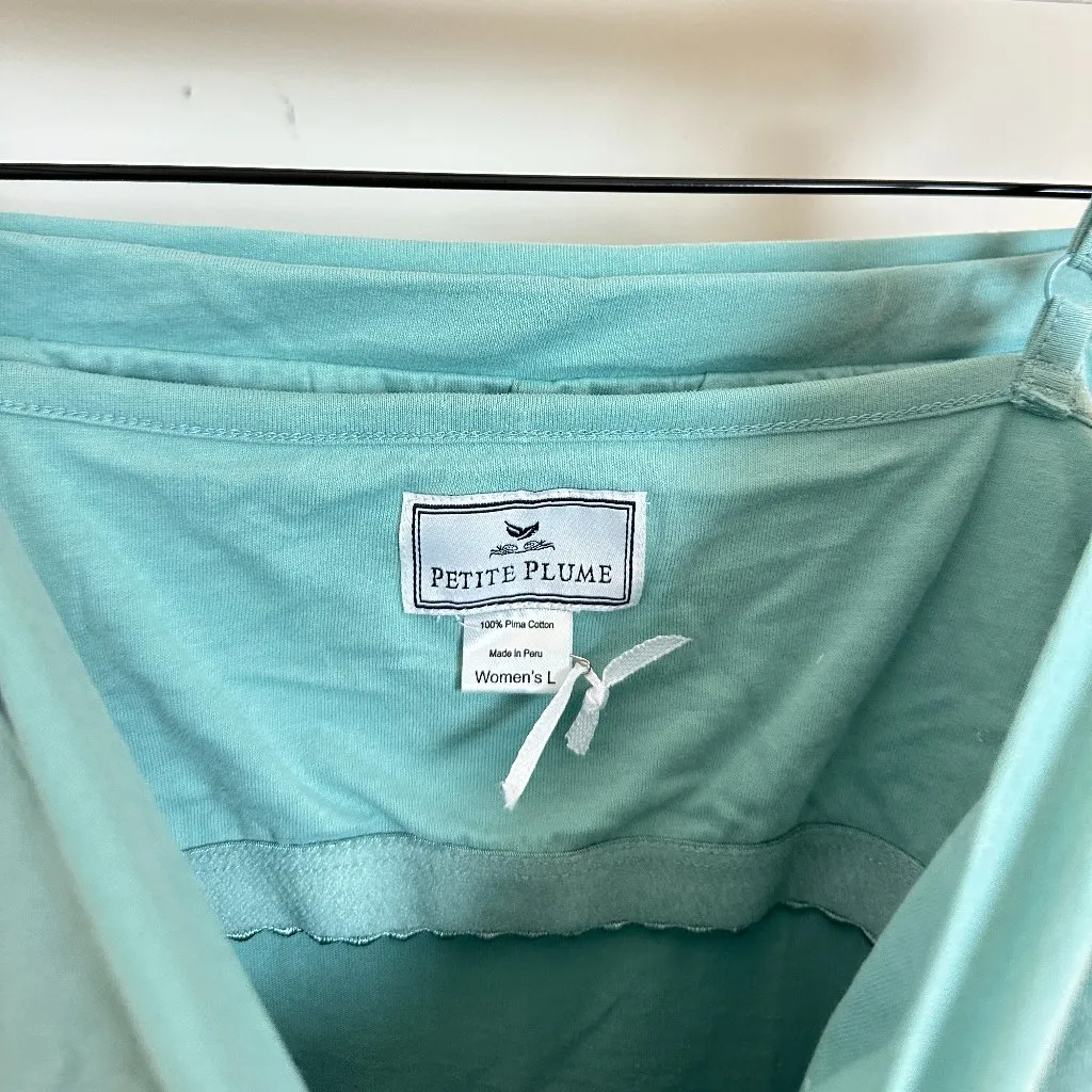 PETITE PLUME Sylvie Luxe Pima Cotton Short Pajamas in Green Size Large - Image 5