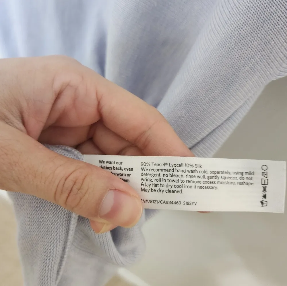 Eileen Fisher Tencel Silk Blend Tunic Sweater Top Short Sleeve Scoop Neck - Image 3