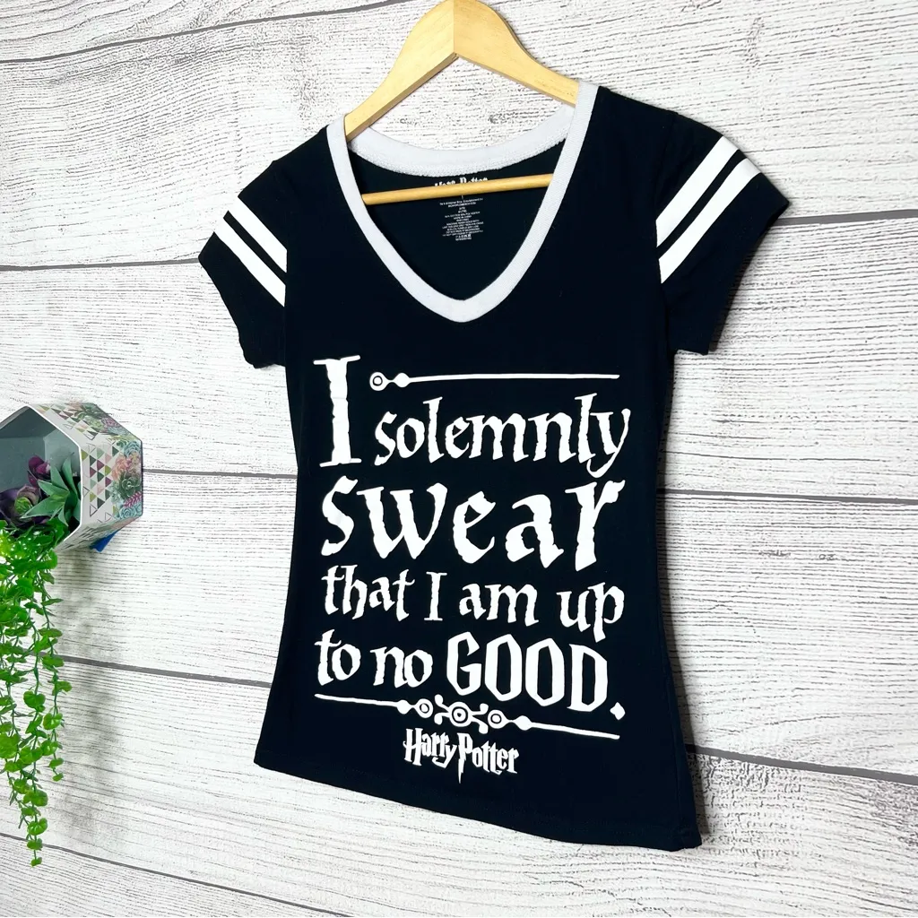 Harry Potter Black “I Solemnly Swear I Am Up To No Good” T - Image 2