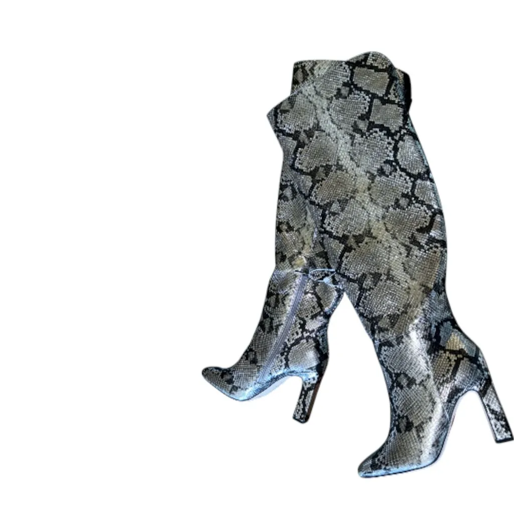 NEW Jessica Simpson Women's Mistia Over-The-Knee Boots In  Chrome Snake - Image 11